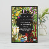 Feestelijke Eat Drink Be Marry Kerstfeest Uitnodig Kaart (Staand voorkant)