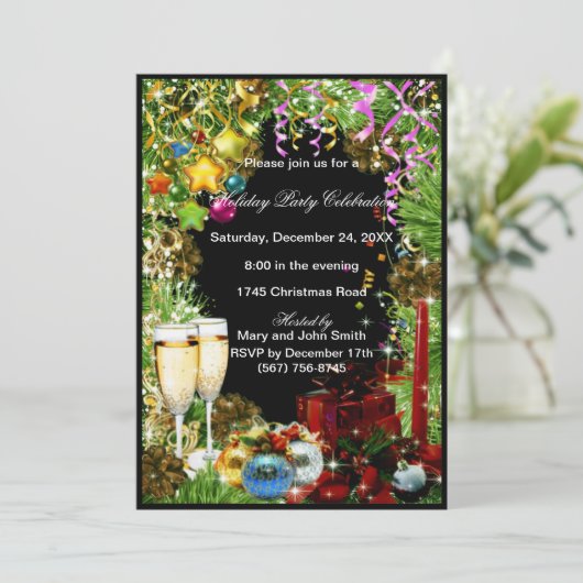 Feestelijke Eat Drink Be Marry Kerstfeest Uitnodig Kaart