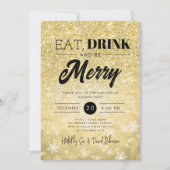 Feestelijke "Eat & Drink" Gold Holiday Christmas P Kaart (Voorkant)