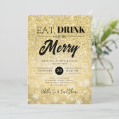 Feestelijke "Eat & Drink" Gold Holiday Christmas P Kaart (Staand voorkant)