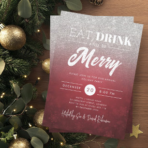 Feestelijke Eat & Drink Silver Red Holiday Xmas Pa Kaart