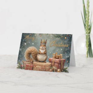 Feestelijke eekhoorn met cadeaus Schattige kerst Kaart