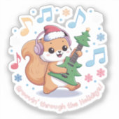 Feestelijke eekhoorn speelt gitaar omringd door sn sticker (Voorkant)