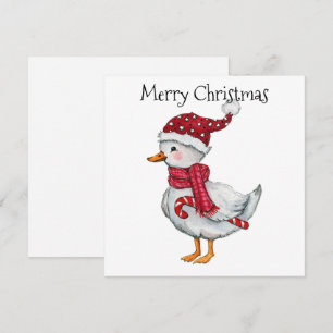 Feestelijke eend met kerstmuts feestdagenkaart