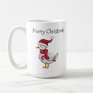 Feestelijke eend met kerstmuts koffiemok