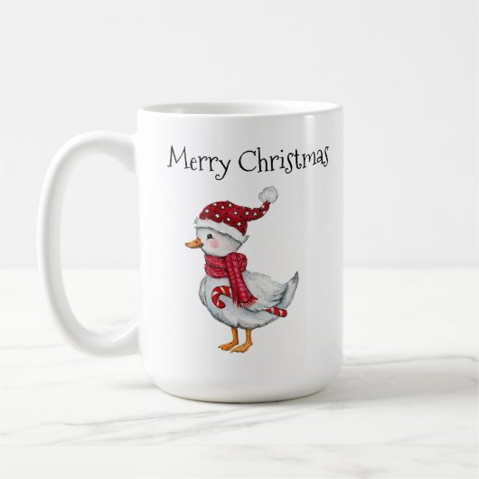 Feestelijke eend met kerstmuts koffiemok (Links)