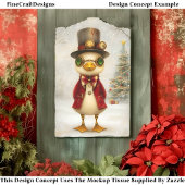 Feestelijke Eendeling Met Kerstboom L3 Découpage Tissuepapier
