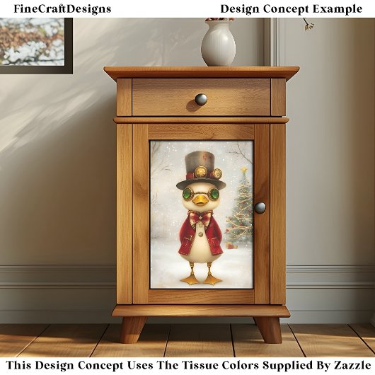 Feestelijke eendje met kerstboom L3 decoupage Tissuepapier