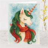 Feestelijke eenhoorn Kerstmis Kaart (Gele Bloem)