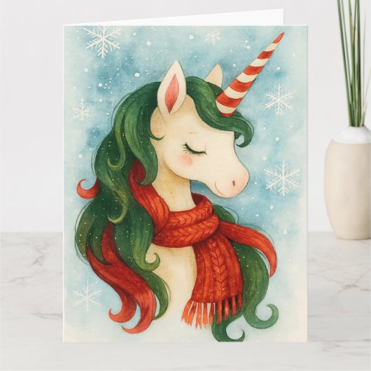Feestelijke eenhoorn Kerstmis Kaart (Voorkant)