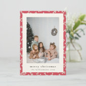 Feestelijke Eenvoudige Rode Bloemen Verticale Foto Feestdagenkaart (Staand voorkant)