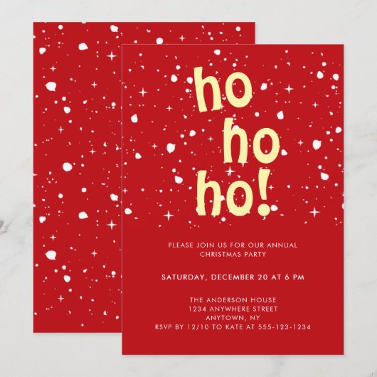 Feestelijke Eenvoudige Rode Jaarlijkse Kerstfeest Kaart (Voorkant / Achterkant)