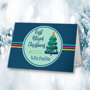 Feestelijke eerste gepensioneerde kerst kaart