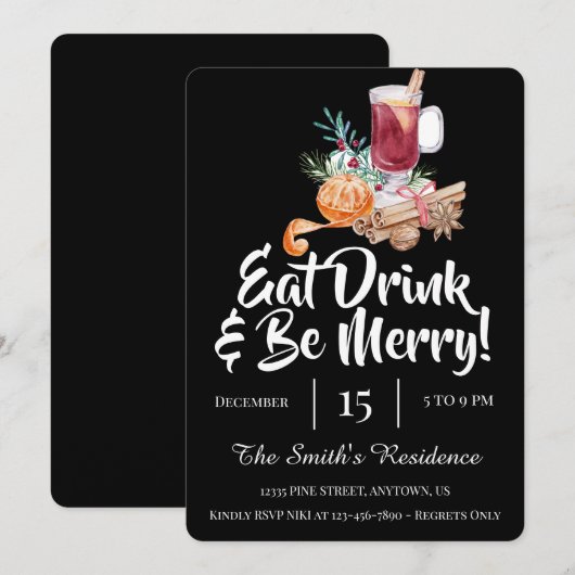 Feestelijke Eet Drink & Wees Vrolijk! Kaart (Voorkant / Achterkant)