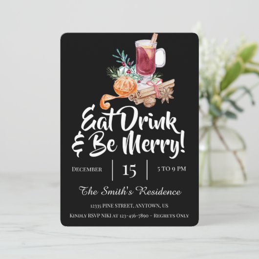 Feestelijke Eet Drink & Wees Vrolijk! Kaart (Staand voorkant)