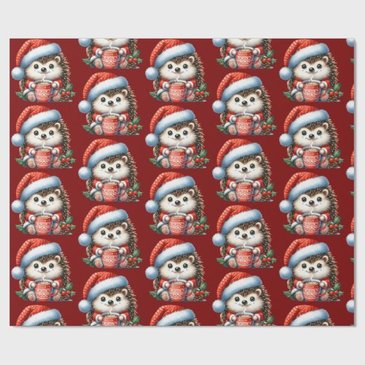 Feestelijke egel, Schattigee vakantie, Kerst Cadeaupapier (Vlak)