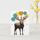 Feestelijke Eland met Ballonnen Wenskaart Kaart (Gele Bloem)