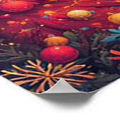 Feestelijke eland versierd met kerstversieringen poster (Hoek)