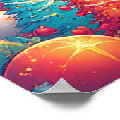 Feestelijke eland versierd met kerstversieringen poster (Hoek)