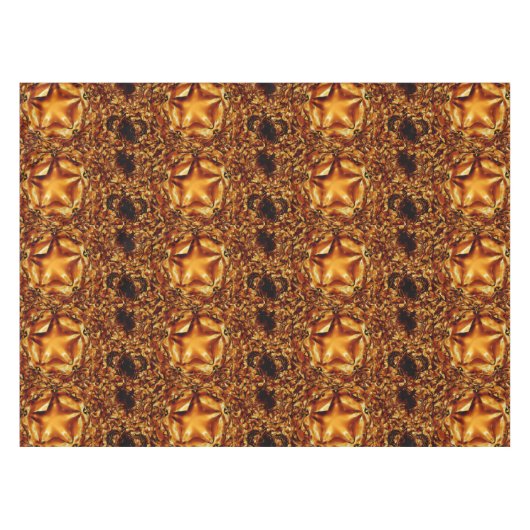 Feestelijke Elegant Bruin Goud Koper Kerstmis Ster Tafelkleed (Voorkant (Horizontaal))