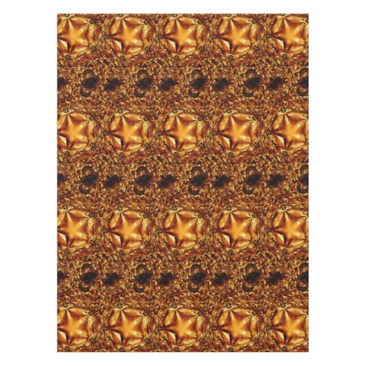 Feestelijke Elegant Bruin Goud Koper Kerstmis Ster Tafelkleed (Voorkant)