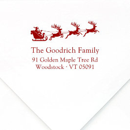 Feestelijke Elegant Santa's Sleigh Return Adres Rubberstempel