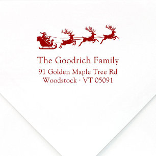 Feestelijke Elegant Santa's Sleigh Return Adres Rubberstempel