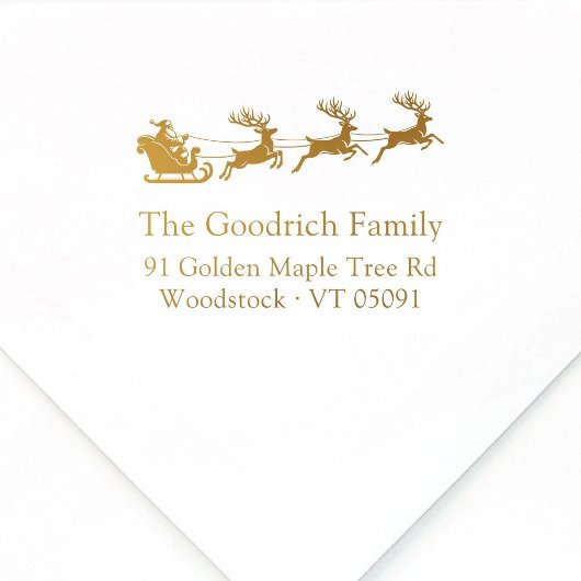 Feestelijke Elegant Santa's Sleigh Return Adres Rubberstempel