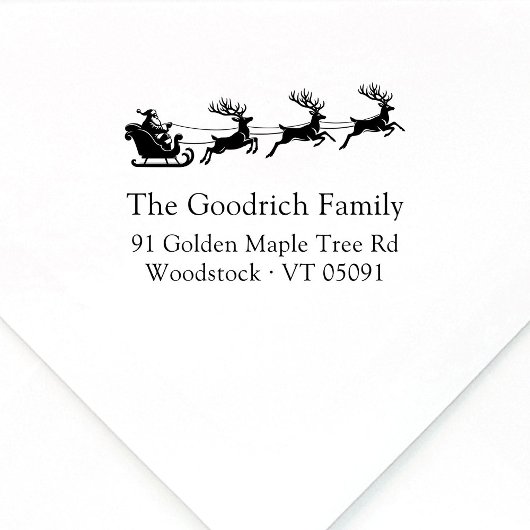 Feestelijke Elegant Santa's Sleigh Return Adres Rubberstempel