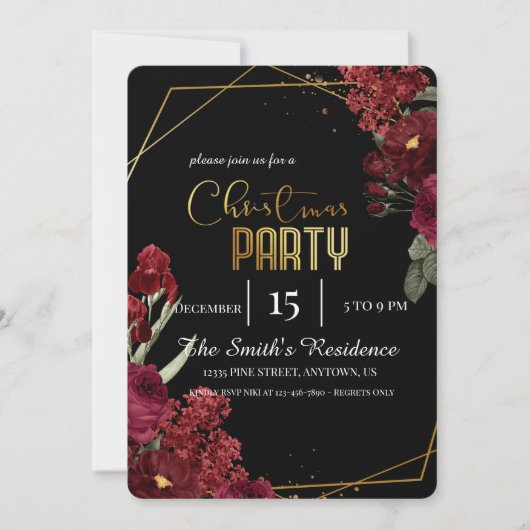 Feestelijke Elegante bloemen, Magische Kerstmis Re Kaart (Voorkant)