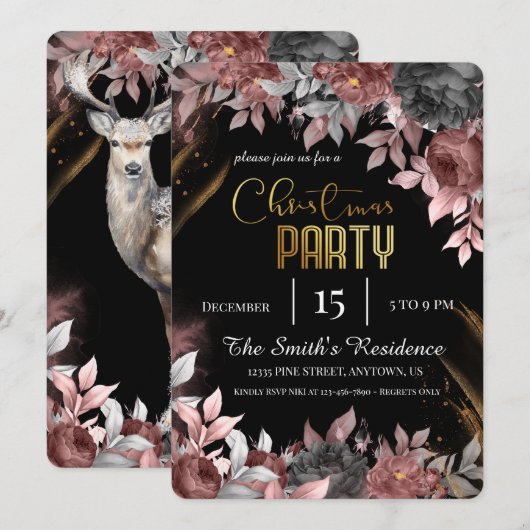 Feestelijke Elegante bloemen, Magische Kerstmis Re Kaart (Voorkant / Achterkant)