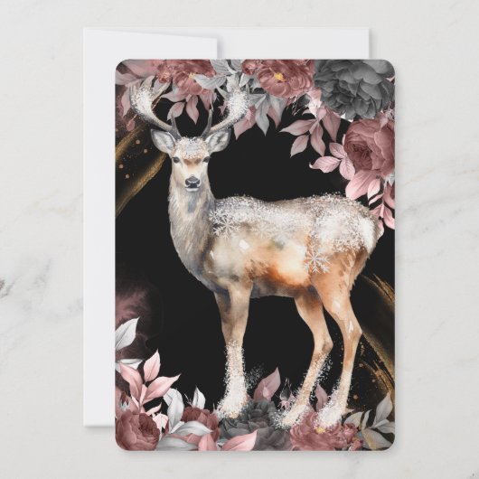 Feestelijke Elegante bloemen, Magische Kerstmis Re Kaart (Achterkant)