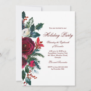 Feestelijke Elegante Bloemige Kerstparty Kaart