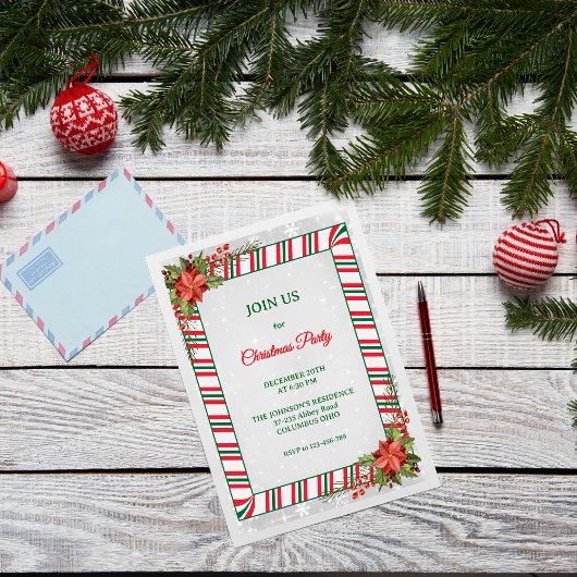 Feestelijke elegante chique kerstuitnodiging kaart