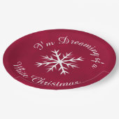 Feestelijke elegante cranberry witte vakantie papieren bordje (Gekanteld)