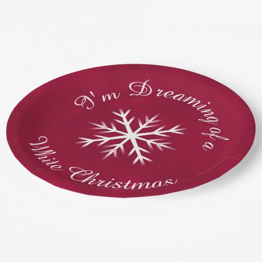 Feestelijke elegante cranberry witte vakantie papieren bordje (Gekanteld)