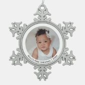 Feestelijke Elegante Foto Baby's Eerste Kerstmis Tin Sneeuwvlok Ornament (Voorkant)