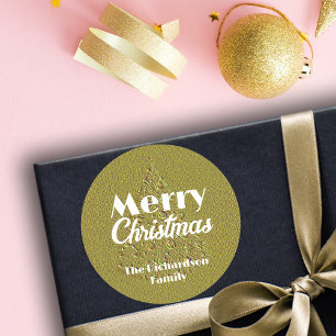 Feestelijke Elegante Gouden In reliëf gemaakte Ker Ronde Sticker