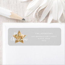 Feestelijke Elegante Gouden Ster Kerst Retouradres