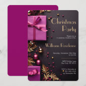 Feestelijke Elegante Kerstfeest Uitnodiging (Voorkant / Achterkant)