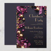 Feestelijke Elegante Kerstfeest Uitnodiging (Voorkant / Achterkant)