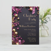 Feestelijke Elegante Kerstfeest Uitnodiging (Staand voorkant)