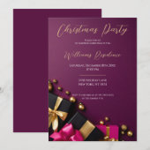 Feestelijke Elegante Kerstfeest Uitnodiging (Voorkant / Achterkant)