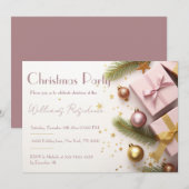 Feestelijke Elegante Kerstfeest Uitnodiging (Voorkant / Achterkant)