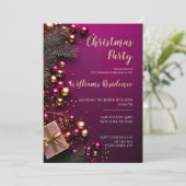 Feestelijke Elegante Kerstfeest Uitnodiging (Staand voorkant)