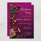 Feestelijke Elegante Kerstfeest Uitnodiging (Voorkant / Achterkant)