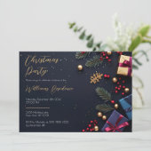 Feestelijke Elegante Kerstfeest Uitnodiging (Staand voorkant)