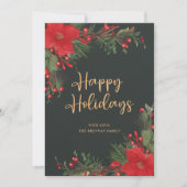 Feestelijke Elegante Kerstmis Groene Rode Botanisc Feestdagenkaart (Voorkant)