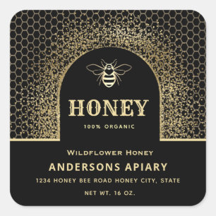 Feestelijke elegante Moderne gouden honingbij honi Vierkante Sticker