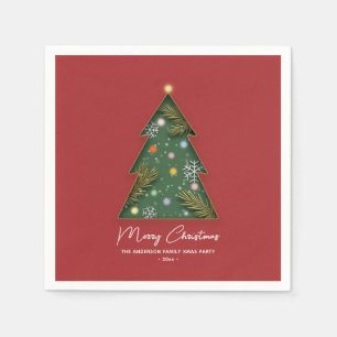 Feestelijke Elegante Papiergesneden Kerstboom Servet